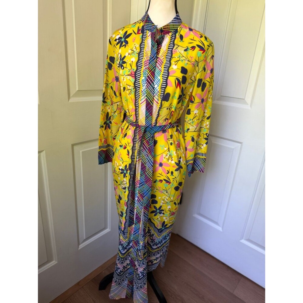 Saloni Yellow Floral Silk Dress 4